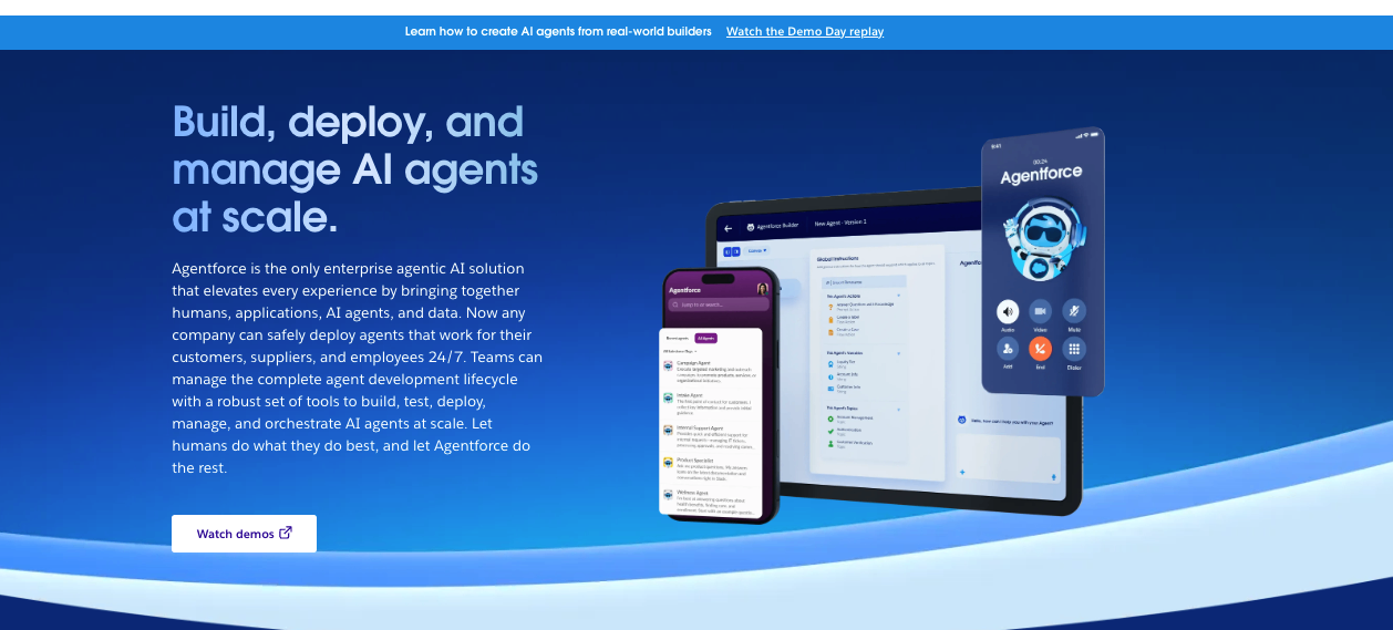 Screenshot of Salesforce Agentforce's homepage, the pick for Salesforce-native teams