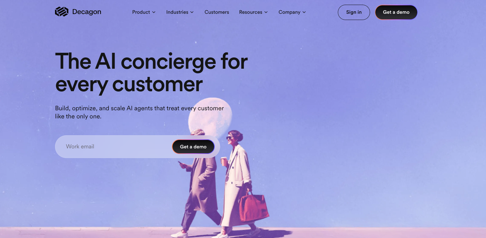 Screenshot of Decagon's homepage
