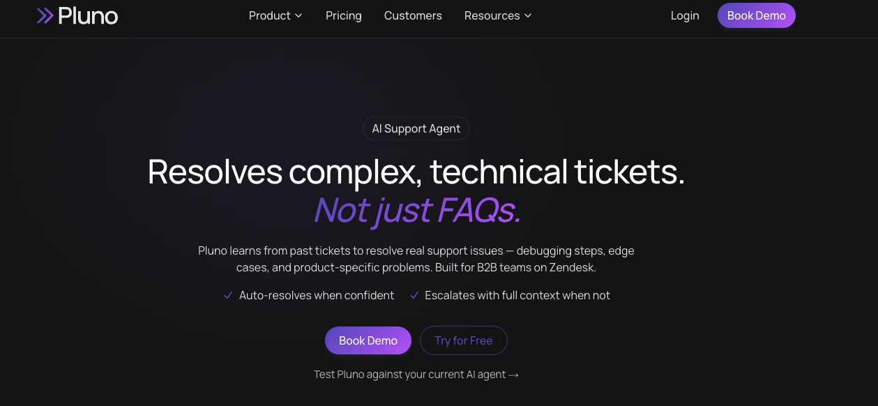 Screenshot of Pluno's homepage