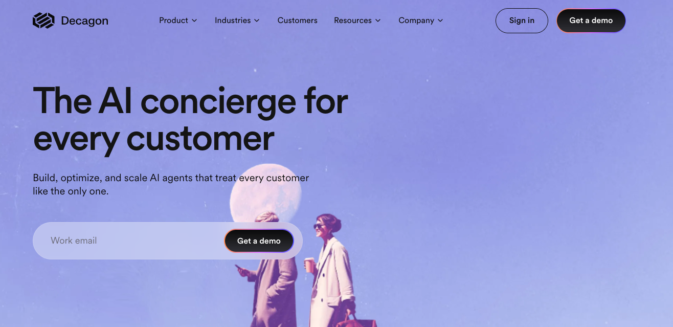 Screenshot of Decagon's homepage