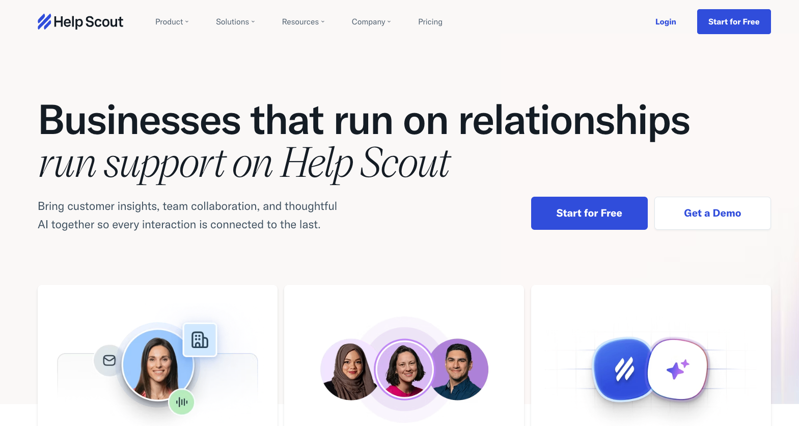 Screenshot of Help Scout's homepage