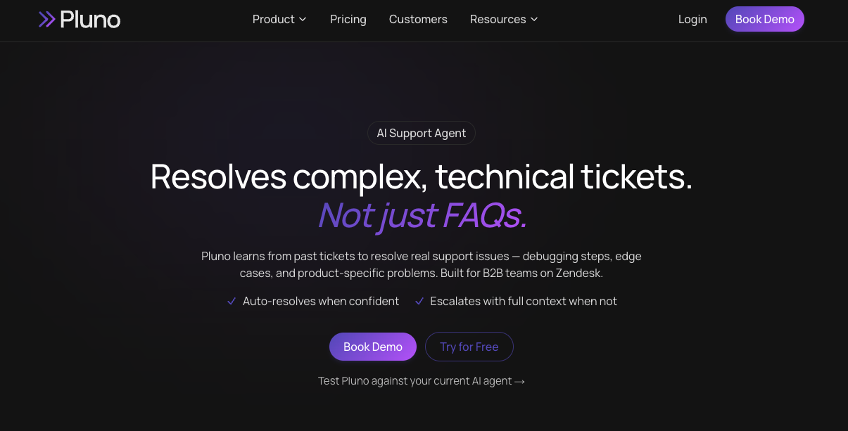 Screenshot of Pluno's homepage
