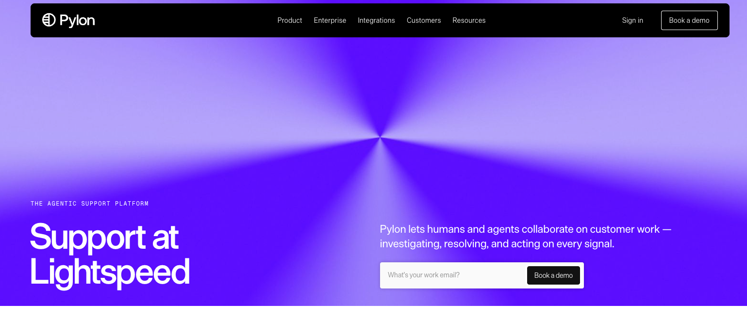 Screenshot of Pylon's homepage