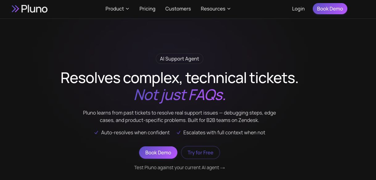 Screenshot of Pluno's homepage