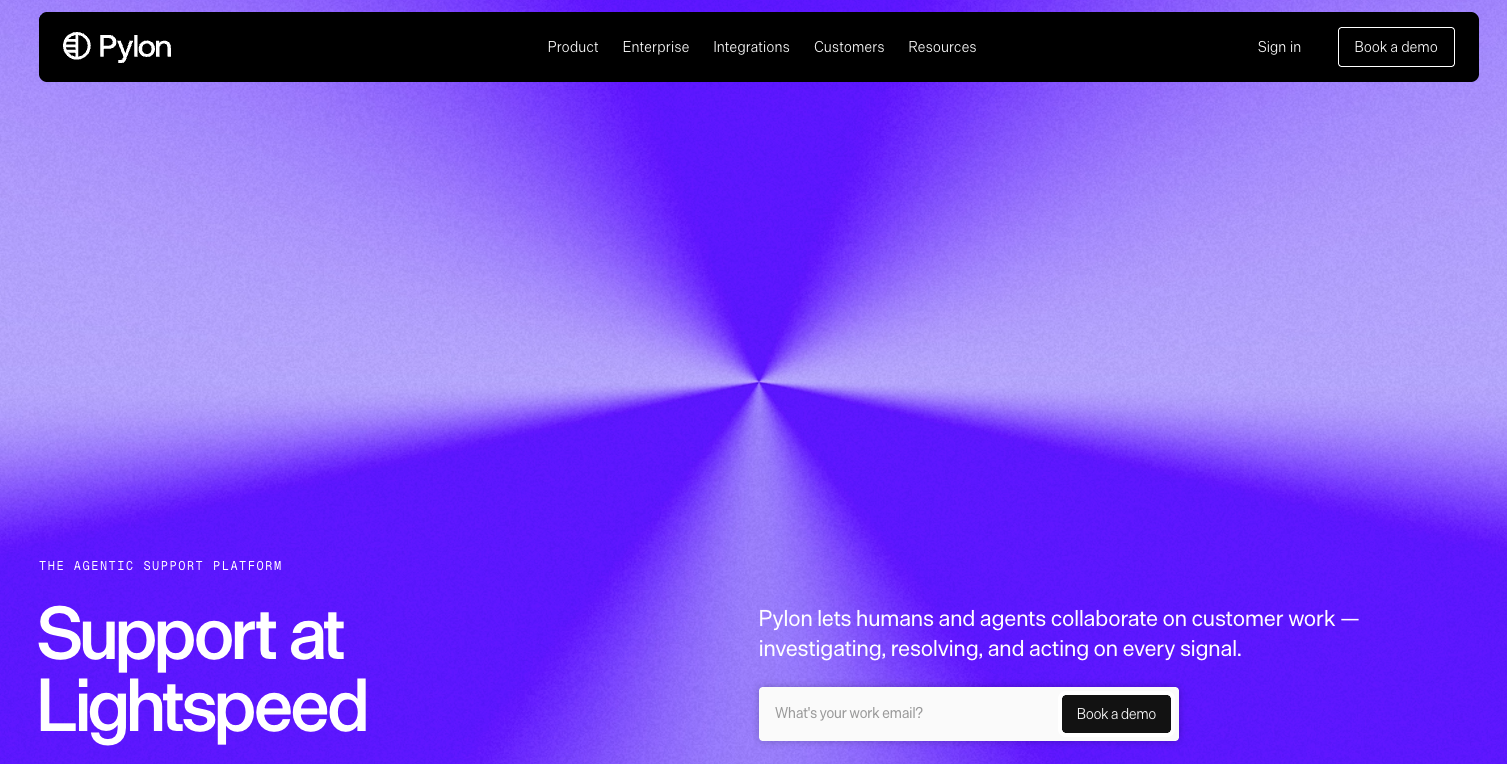 Screenshot of Pylon's homepage