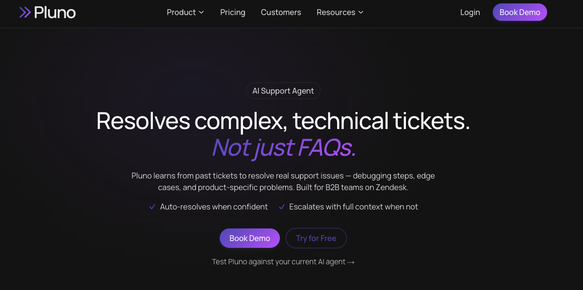 Screenshot of Pluno's homepage
