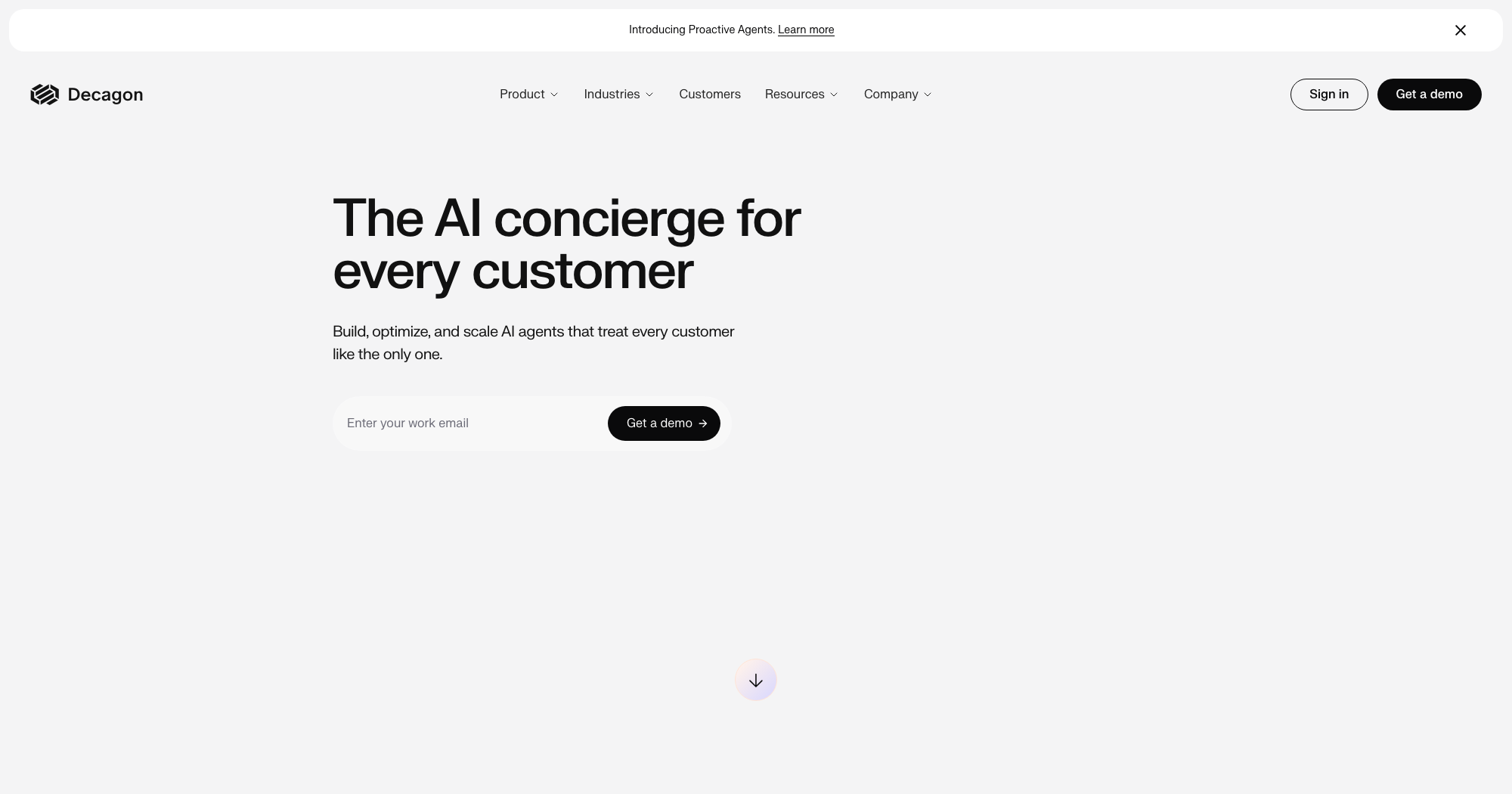 Decagon homepage — the AI concierge for every customer