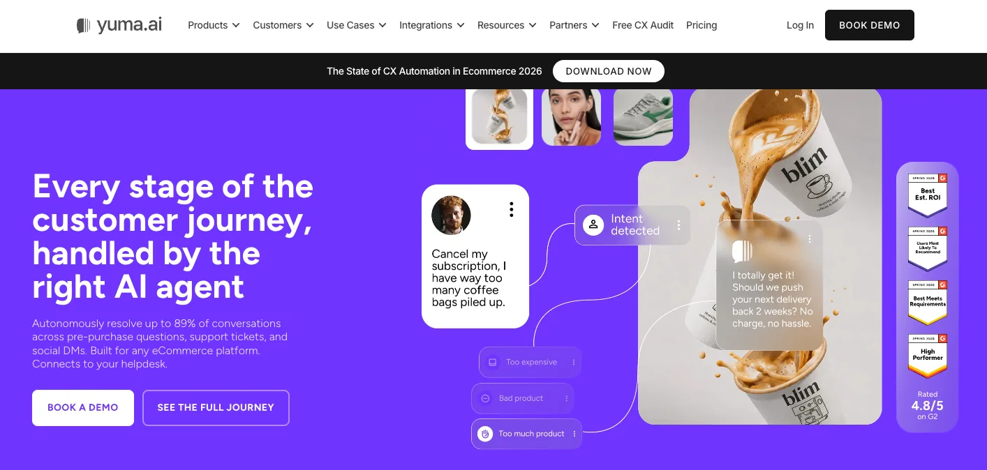 Screenshot of Yuma AI's homepage