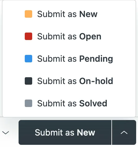 Zendesk's system ticket statuses: New, Open, Pending, On-hold, Solved, and Closed