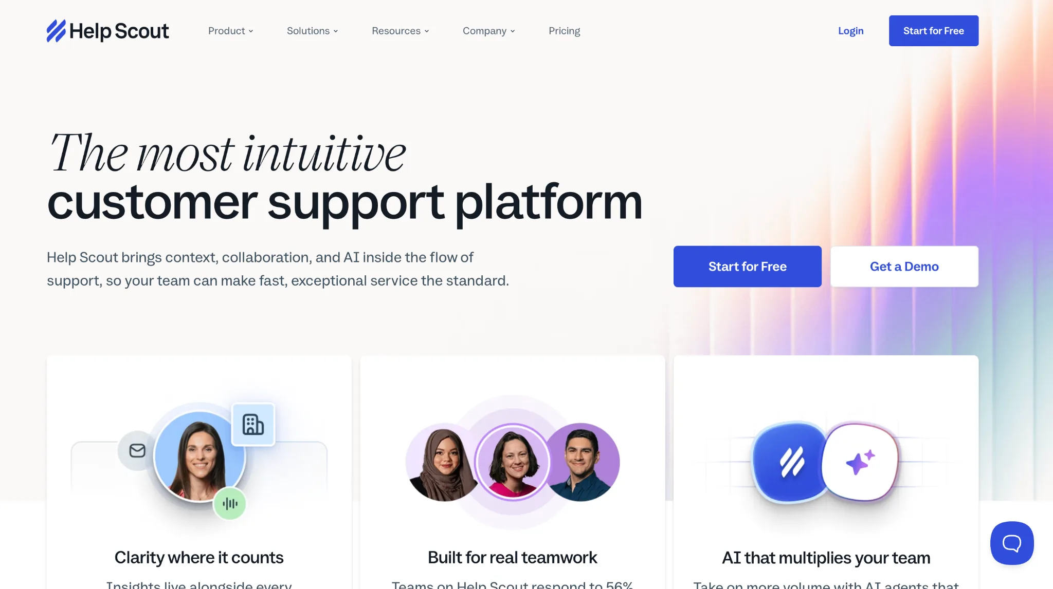 Screenshot of Help Scout's homepage