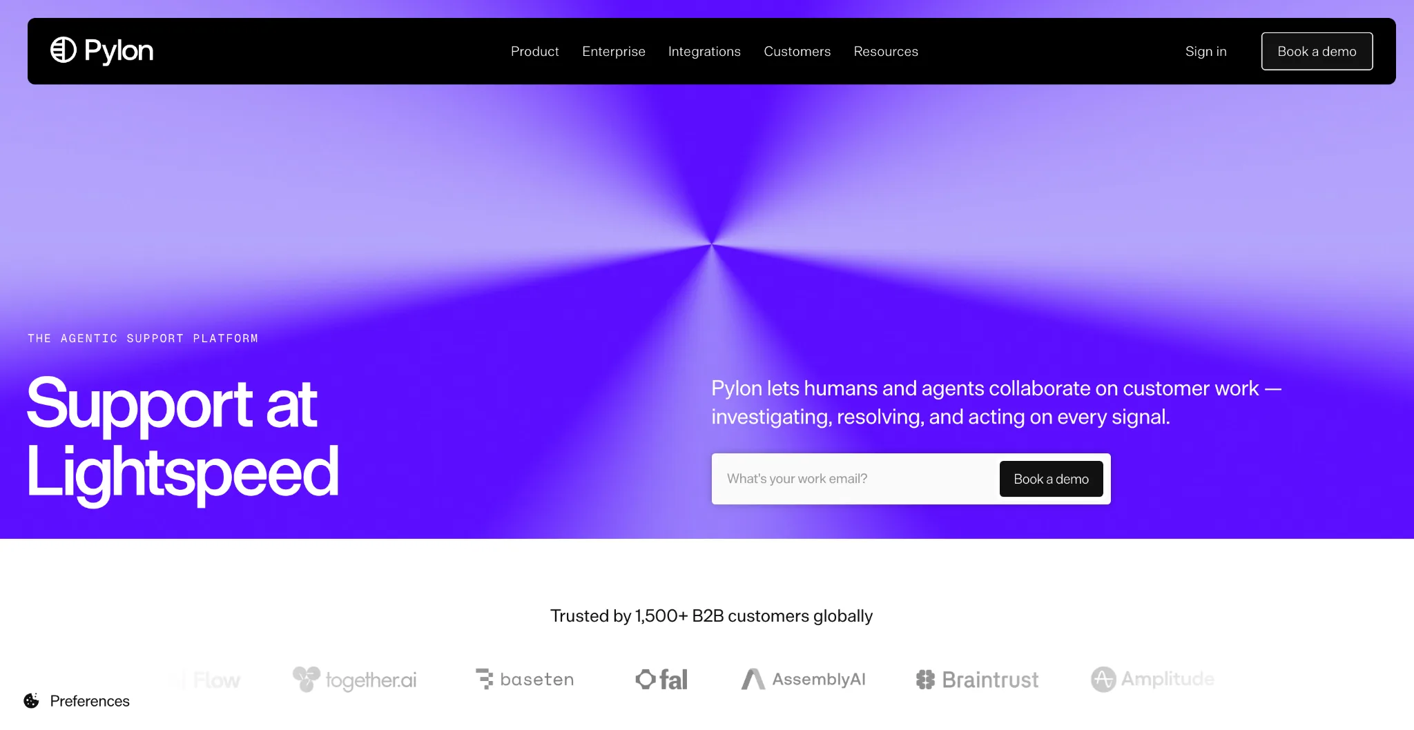 Screenshot of Pylon's homepage
