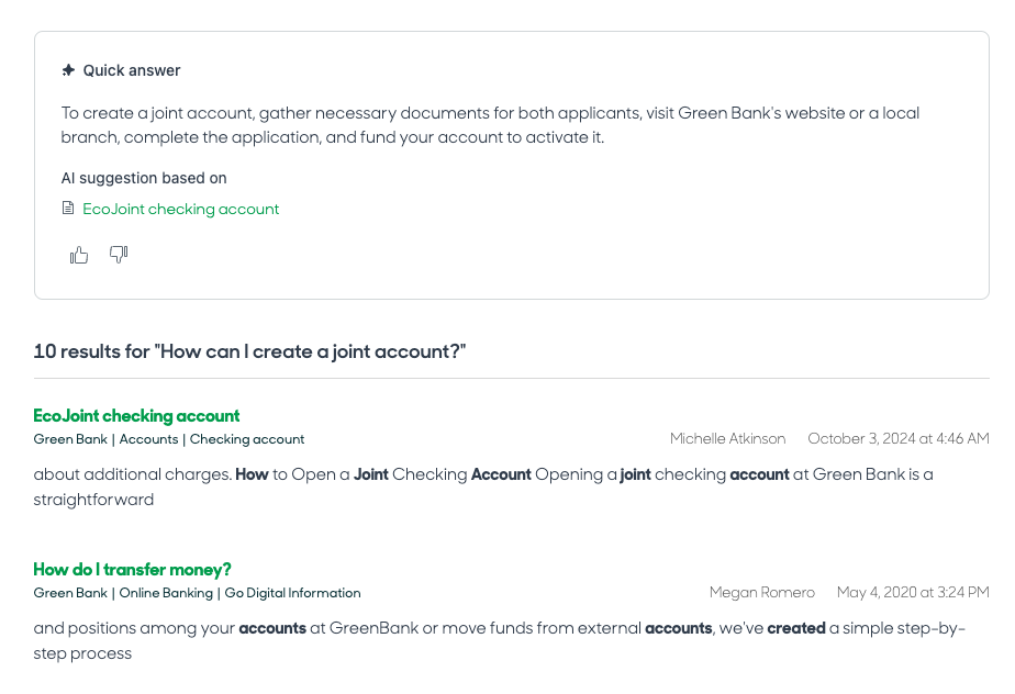 Zendesk generative search returning a quick answer in the help center