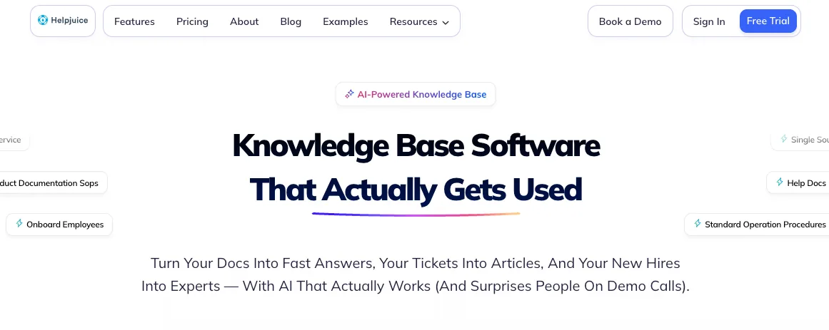 Screenshot of Helpjuice's homepage