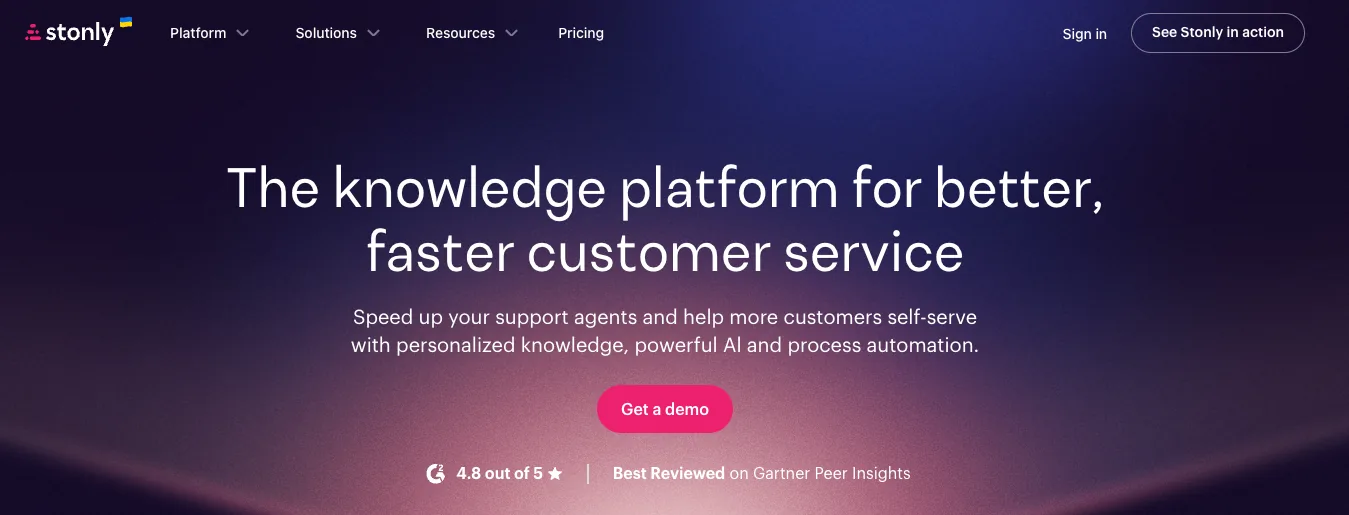 Screenshot of Stonly's homepage