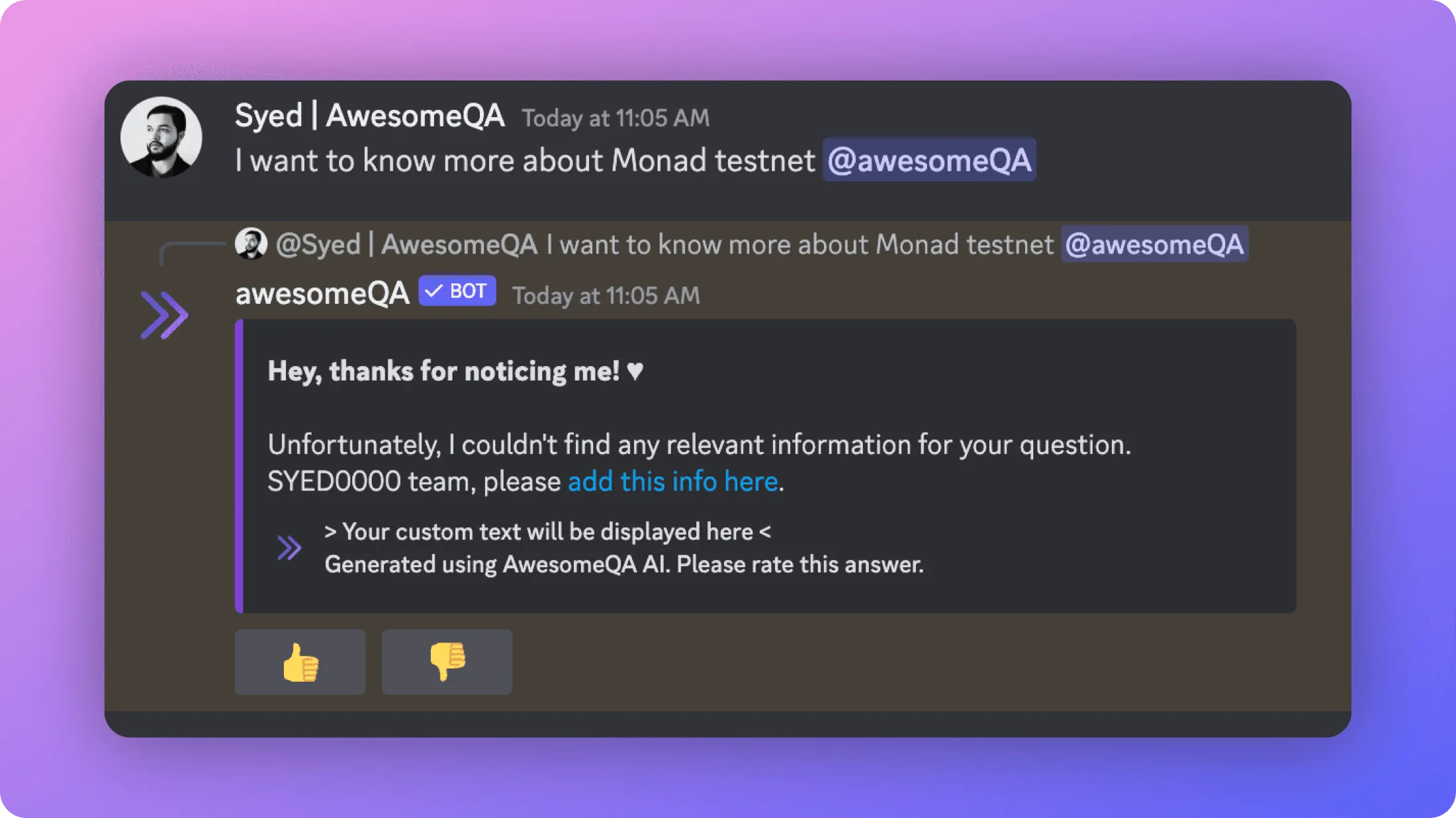 Instant Feedback for AwesomeQA Users