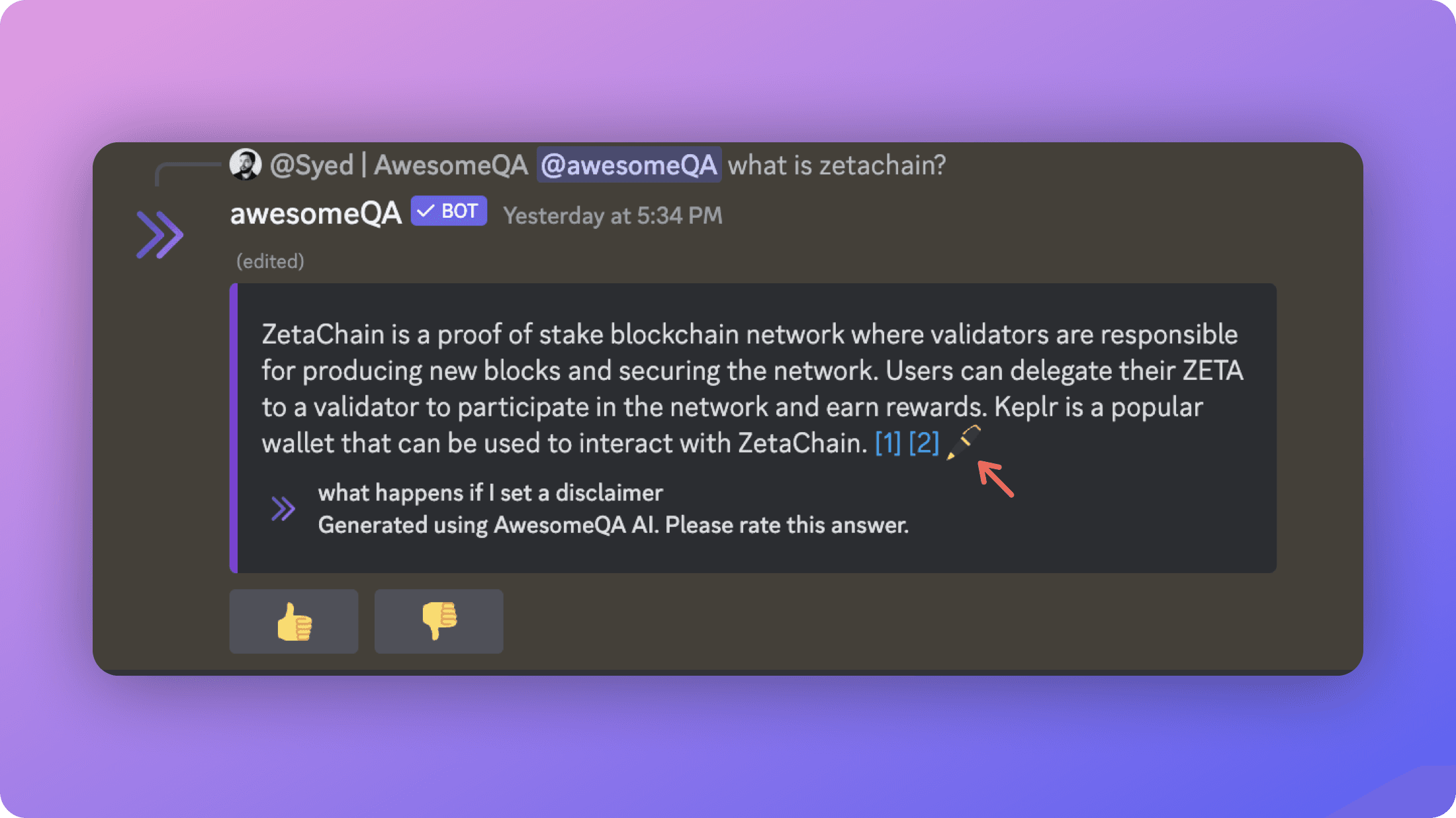Feedback Buttons on Discord