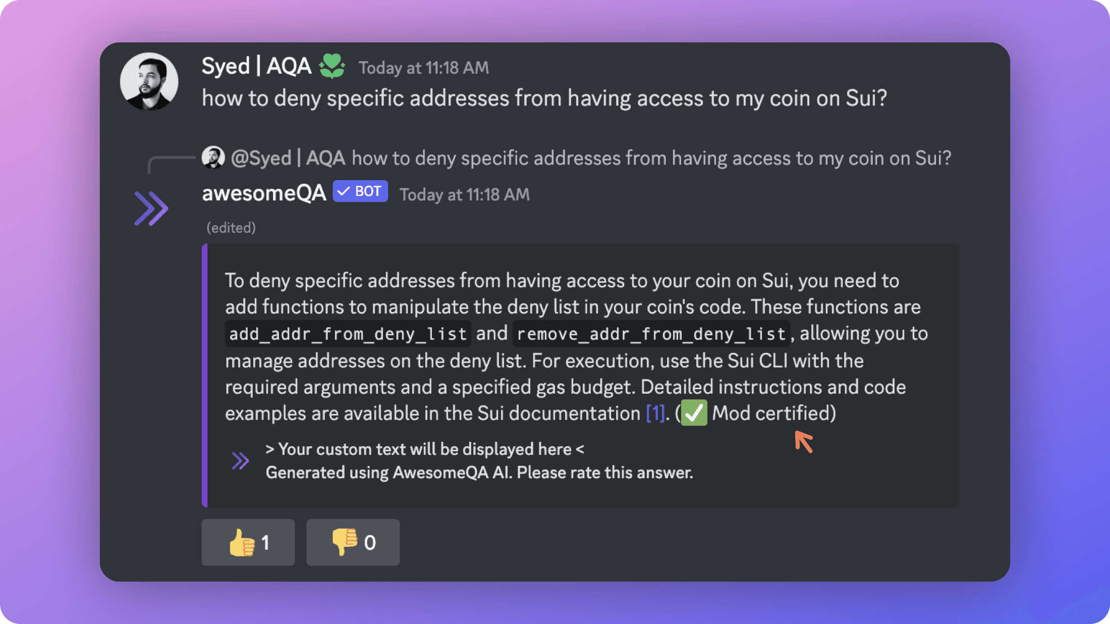 Instant Feedback for AwesomeQA Users